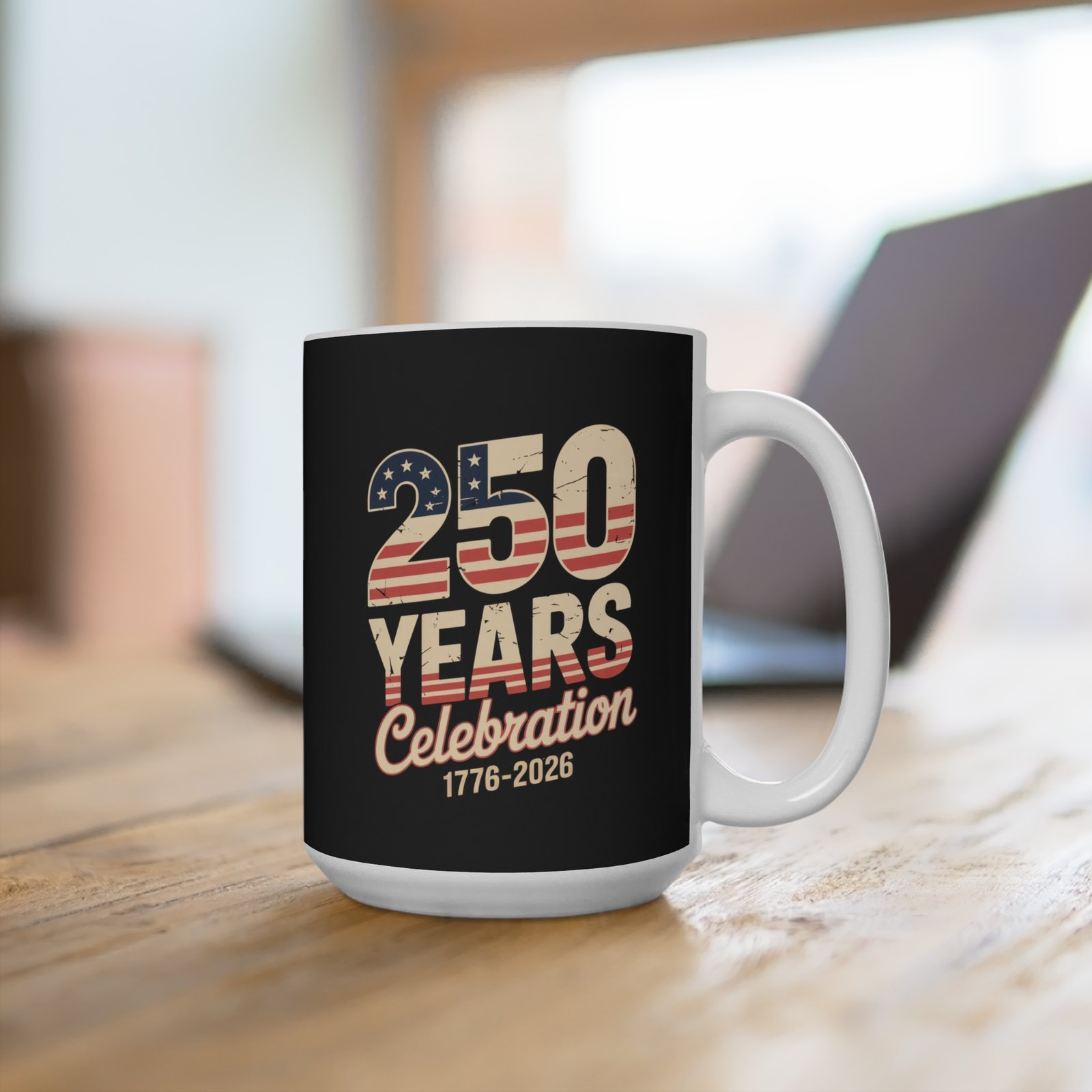 Vintage American flag  250 Years Celebration Mug — 1776–2026  15oz